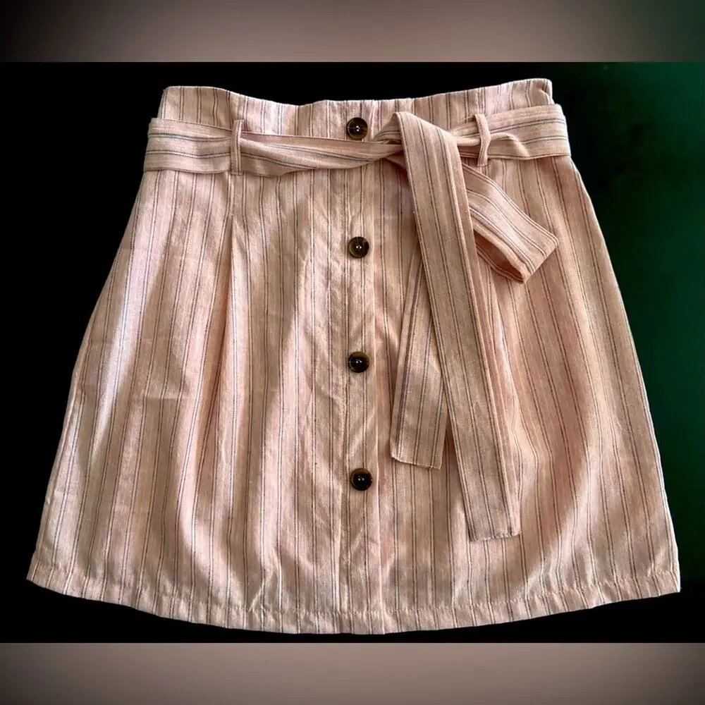 POTTER’S POT Pink Striped Skirt w/Belt sz L
